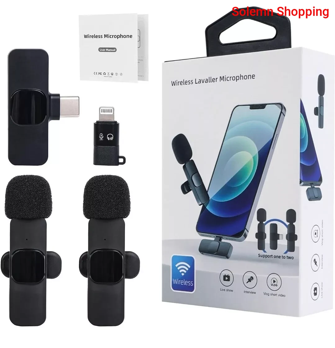 K8 Wireless Lavalier Microphone for iPhone iPad, Wireless