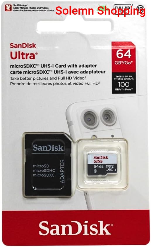 SanDisk Ultra 64GB Memory Card with Adapter,